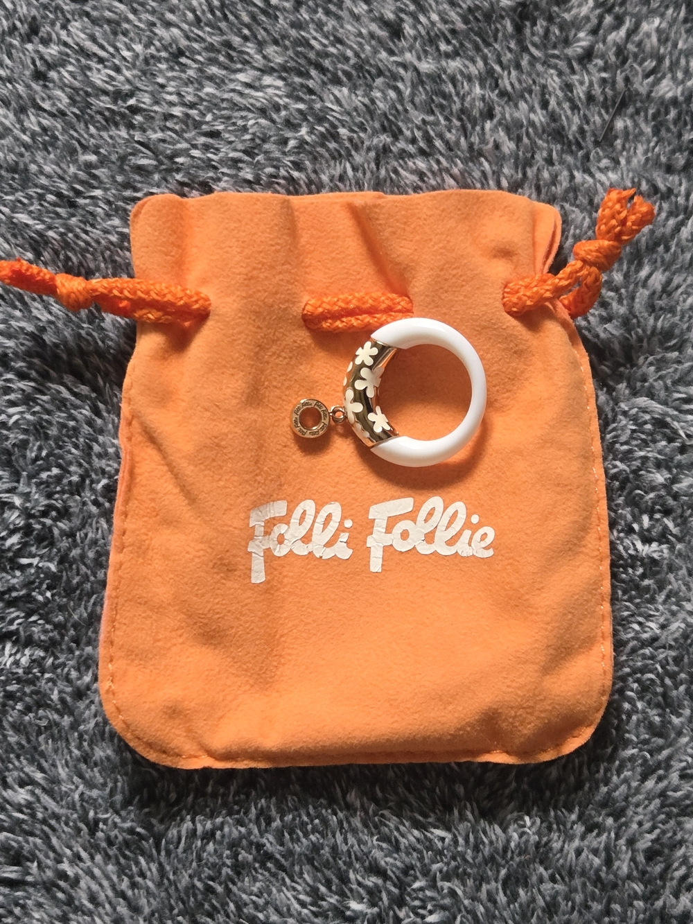 Folli Follie White Anamel Flower Ring